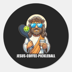 Adesivo Redondo Jesus Café Picklenall Divertido Cristão Picklell L