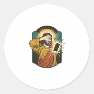 Adesivo Redondo Jesus Cegando Máximo Brilho do Telefone Meia-Noite