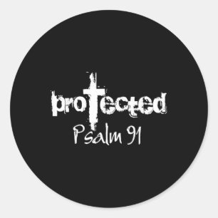 Adesivo Redondo Jesus Christian Design - Deus Protegeu Salm 91 Bi