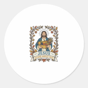 Adesivo Redondo Jesus Colheita de Outono Fé Jesus Colheita de Outo