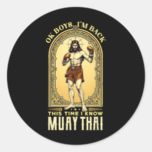 Adesivo Redondo Jesus conhece Muay Thai Boxing Mma