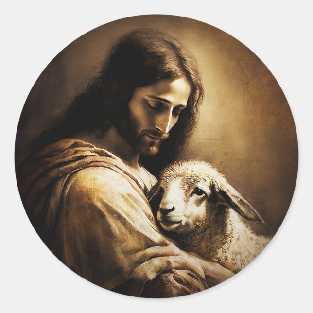 Adesivo Redondo Jesus Cristo como cordeiro de Deus (Frente)