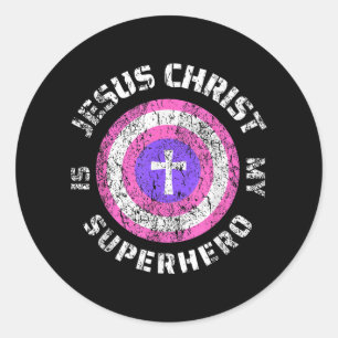 Adesivo Redondo Jesus Cristo é meu super-herói Jesus