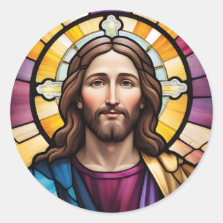 Adesivo Redondo Jesus Cristo Faux Vidro Mantejado