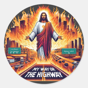 Adesivo Redondo Jesus Cristo Meu Caminho ou A Arte do Inferno