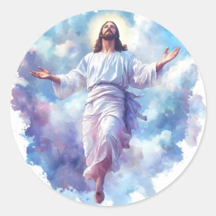 Adesivo Redondo Jesus Cristo no Céu Arte Religiosa Cristã