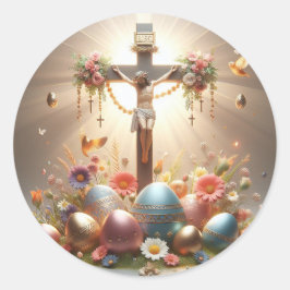 Adesivo Redondo Jesus Cristo numa cruz