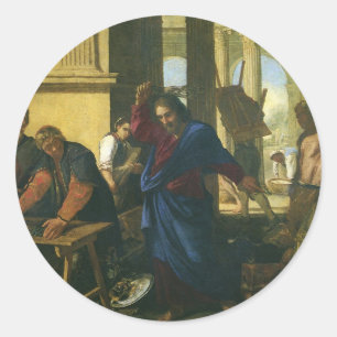 Adesivo Redondo Jesus Cristo Purificando o Templo