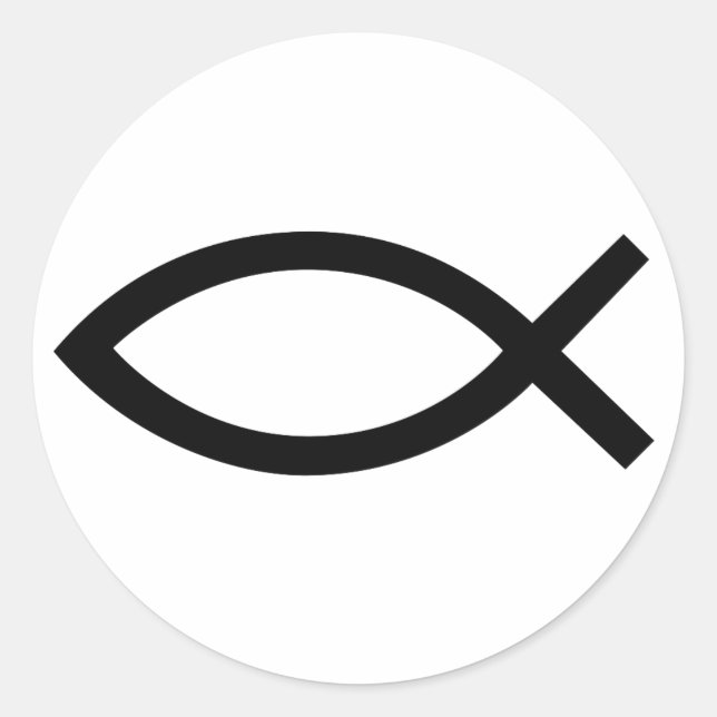 Adesivo Redondo Jesus Cristo, símbolo de peixe cristão (Frente)