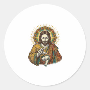 Adesivo Redondo Jesus Derrubou Fone de Ouvido Sem Fio Debaixo da M