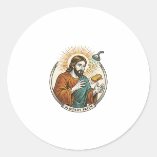 Adesivo Redondo Jesus Derrubou Sabão Escorregadio Banheira do Banh