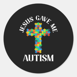 Adesivo Redondo Jesus deu consciência do autismo cristão autista