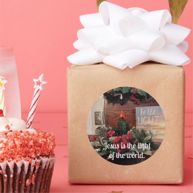 Adesivo Redondo Jesus é a luz do mundo. (Festa)