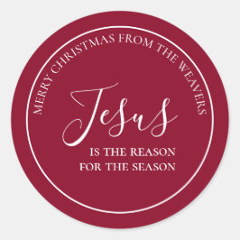 Adesivo Redondo Jesus é a razão | Natal Vermelho Personalizado