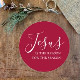 Adesivo Redondo Jesus é a razão para a época do Natal Vermelho