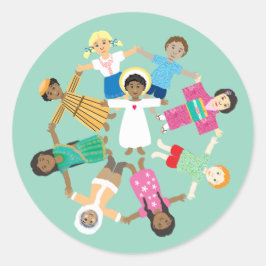 Adesivo Redondo Jesus e as crianças Sticker