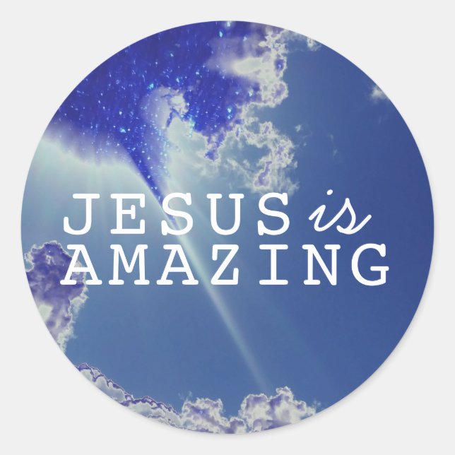 Adesivo Redondo Jesus é incrível com estrelas do céu (Frente)