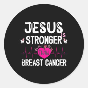 Adesivo Redondo Jesus É Mais Forte Que O Cancer Da Mama Cristão Aw