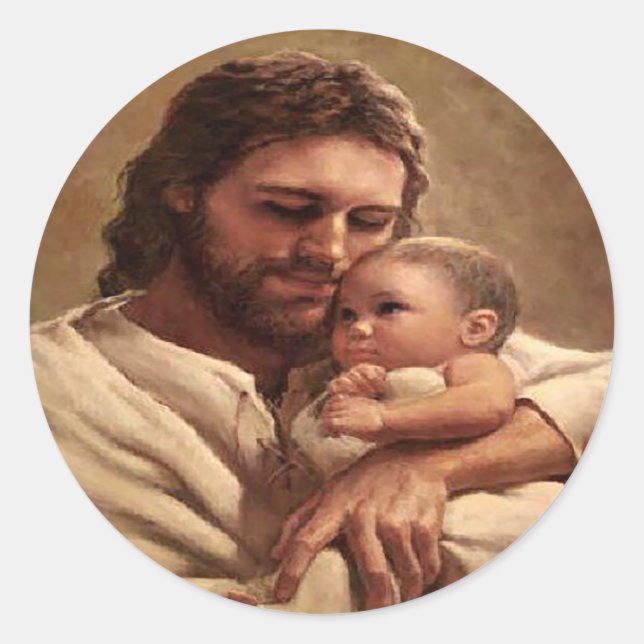 Adesivo Redondo Jesus e menino (Frente)