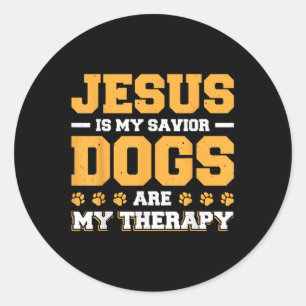 Adesivo Redondo Jesus É Meu Cachorro Salvador É Minha Terapia