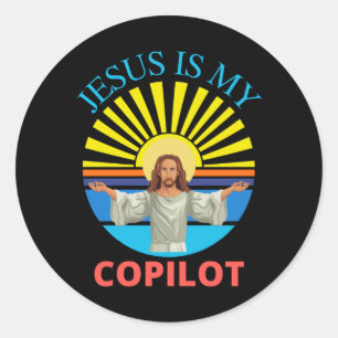 ADESIVO REDONDO JESUS É MEU COPILOTO