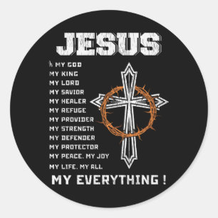 Adesivo Redondo Jesus é Meu Deus Meu Rei Meu Salvador Presente Cri