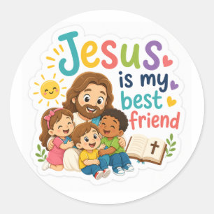 Adesivo Redondo Jesus É Meu Melhor Amigo