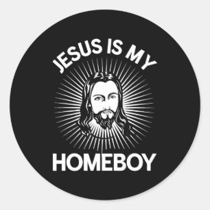Adesivo Redondo Jesus É Meu Parceiro Camiseta Divertida Bíblia Cri