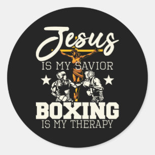Adesivo Redondo Jesus é meu salvador boxing é minha terapia - Gym