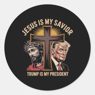Adesivo Redondo Jesus é meu salvador é meu presidente bíblico