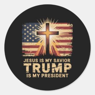 Adesivo Redondo Jesus é meu salvador é meu presidente bíblico
