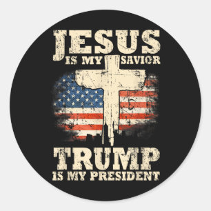 Adesivo Redondo Jesus é meu salvador é meu presidente Trump