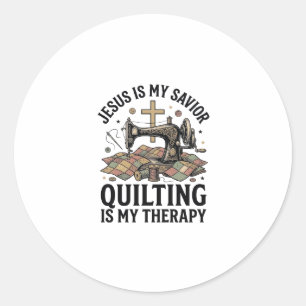 Adesivo Redondo Jesus É Meu Salvador Quilting É Minha Terapia