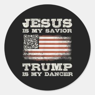 Adesivo Redondo Jesus É Meu Salvador Trump É Meu Dançarino Qr Trum