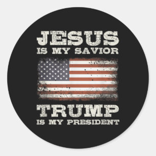 Adesivo Redondo Jesus é meu salvador, Trump é meu presidente