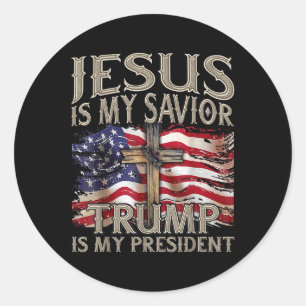 Adesivo Redondo Jesus é meu salvador Trump é meu presidente 2024