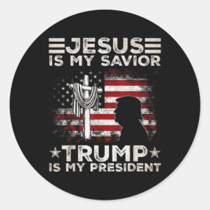 Adesivo Redondo Jesus É Meu Salvador Trump É Meu Presidente 2024 E
