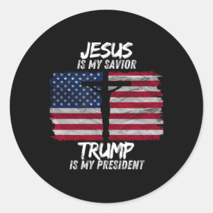 Adesivo Redondo Jesus É Meu Salvador Trump É Meu Presidente 2024 M