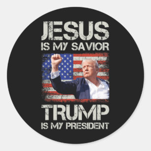 Adesivo Redondo Jesus É Meu Salvador Trump É Meu Presidente Americ