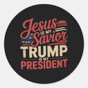 Adesivo Redondo Jesus É Meu Salvador Trump É Meu Presidente Bíblic