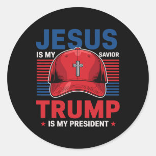 Adesivo Redondo Jesus é meu salvador Trump é meu presidente cristã