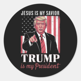 Adesivo Redondo Jesus É Meu Salvador Trump É Meu Presidente Eleiçã