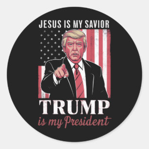 Adesivo Redondo Jesus é Meu Salvador Trump é Meu Presidente Eleiçã