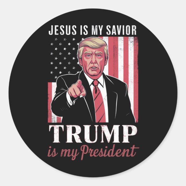 Adesivo Redondo Jesus é Meu Salvador Trump é Meu Presidente Eleiçã (Frente)