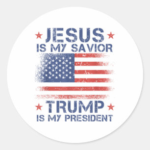 Adesivo Redondo Jesus é meu salvador Trump é meu presidente nos re