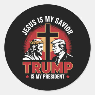 Adesivo Redondo Jesus É Meu Salvador Trump É Meu Presidente Pro-tr