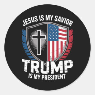 Adesivo Redondo Jesus É Meu Salvador Trump É Meu Presidente Pro-tr