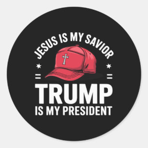 Adesivo Redondo Jesus É Meu Salvador Trump É Meu Presidente Religi