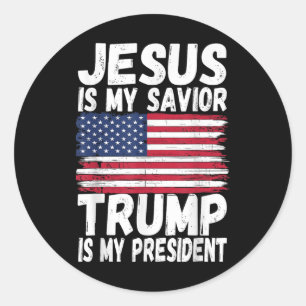 Adesivo Redondo Jesus é meu salvador Trump é meu presidente _ Repú