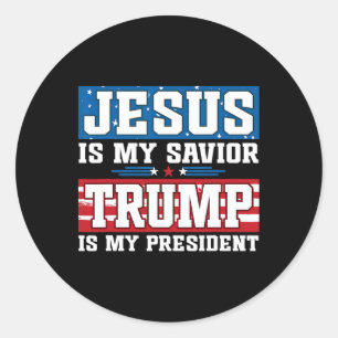 Adesivo Redondo Jesus É Meu Salvador Trump É Meu Presidente Trump